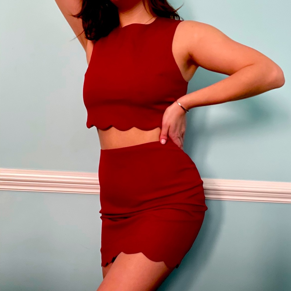 Red two piece dress